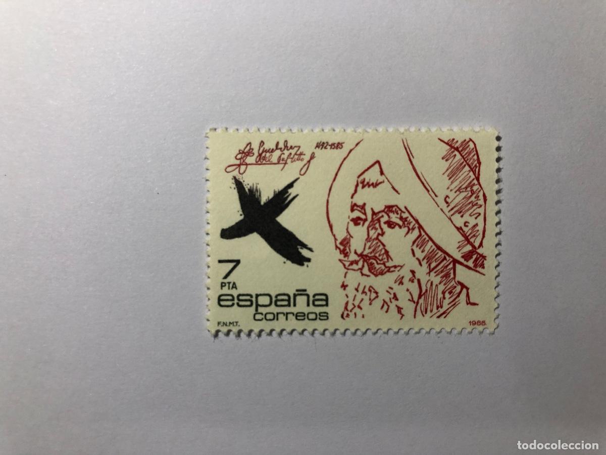 Sellos: Sello postal Correos Espa&ntilde;a de 1985 valor facial 7 PTA. Edifil 2806. Bernal D&iacute;az del Castillo. Nuevo