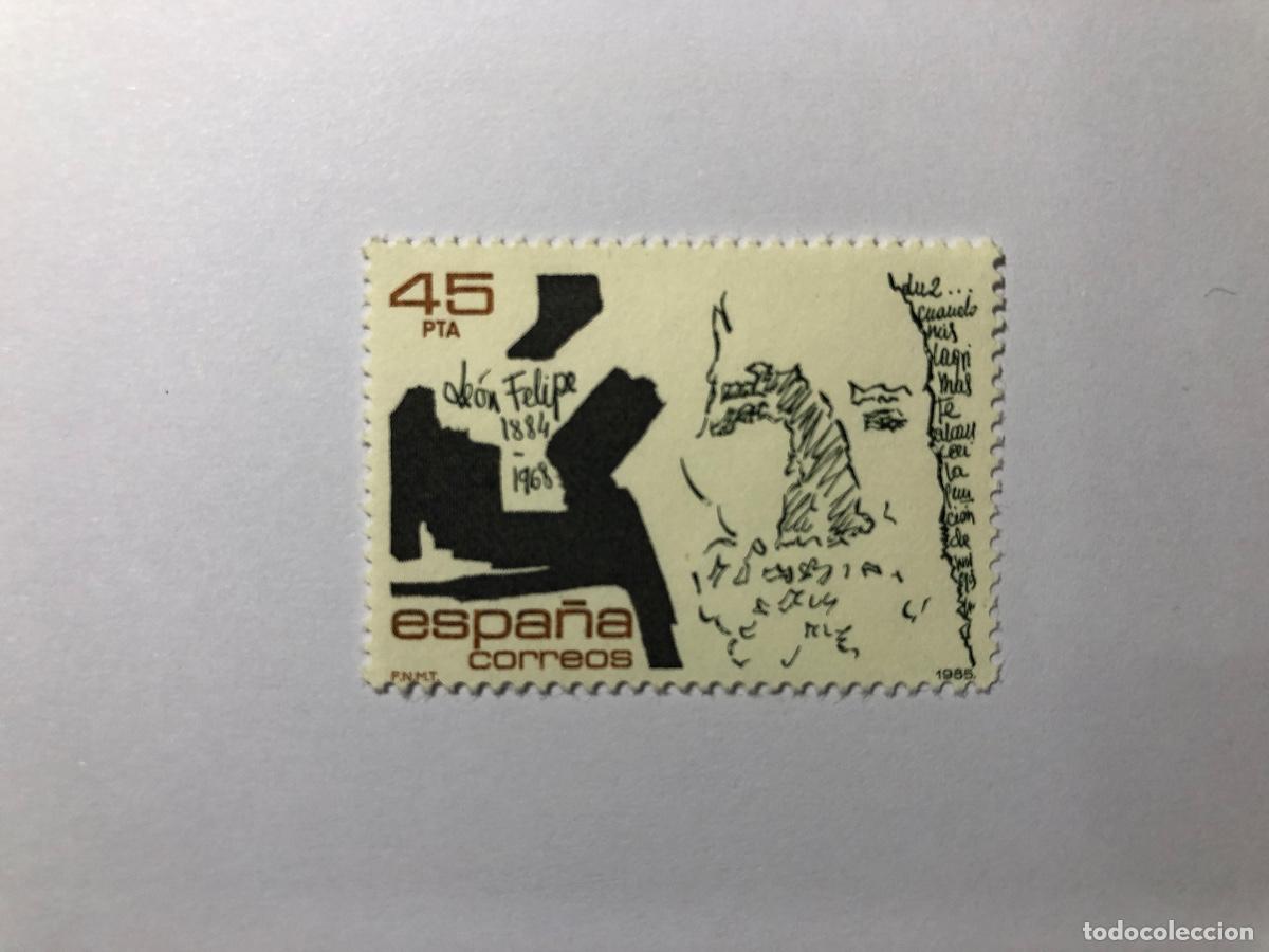 Sellos: Sello postal Correos Espa&ntilde;a de 1985 valor facial 45 PTA. Edifil 2809. Le&oacute;n Felipe. Nuevo