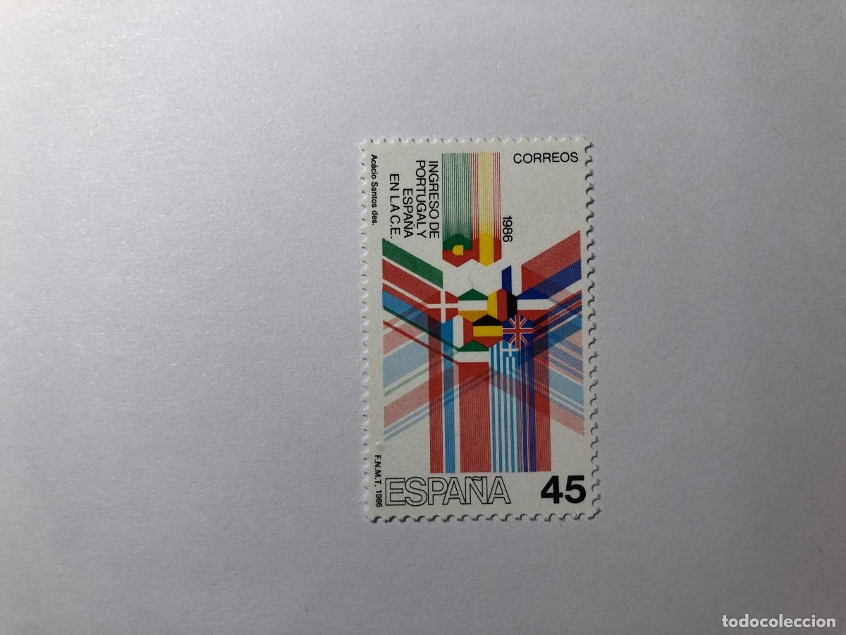 Sellos: Sello postal Correos Espa&ntilde;a de 1986 valor facial 45 PTA. Edifil 2828. CEE. Nuevo