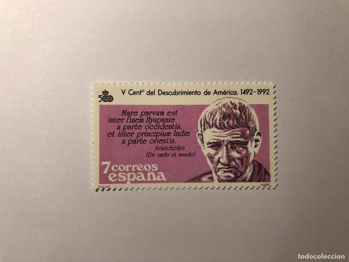 Sellos: Sello postal Correos Espa&ntilde;a de 1986 valor facial 7 PTA. Edifil 2860 Descubrimiento de Am&eacute;rica. Nuevo