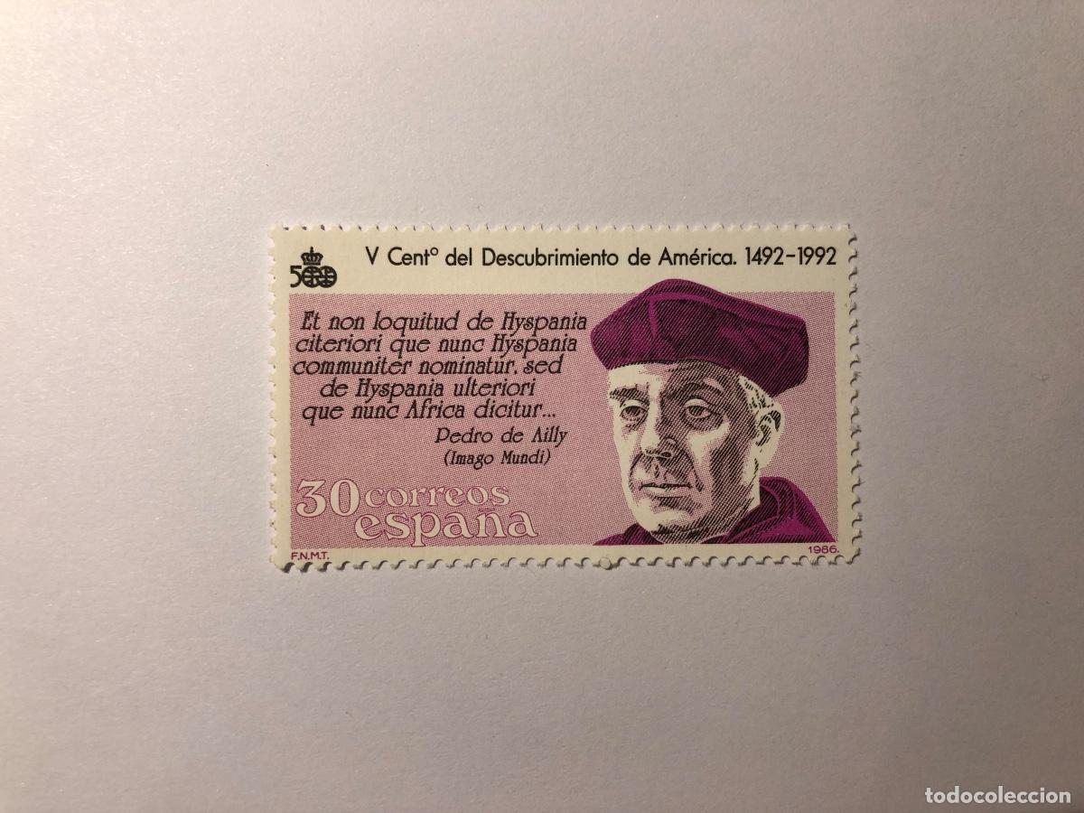 Sellos: Sello postal Correos Espa&ntilde;a de 1986 valor facial 30 PTA. Edifil 2863 Descubrimiento de Am&eacute;rica Nuevo