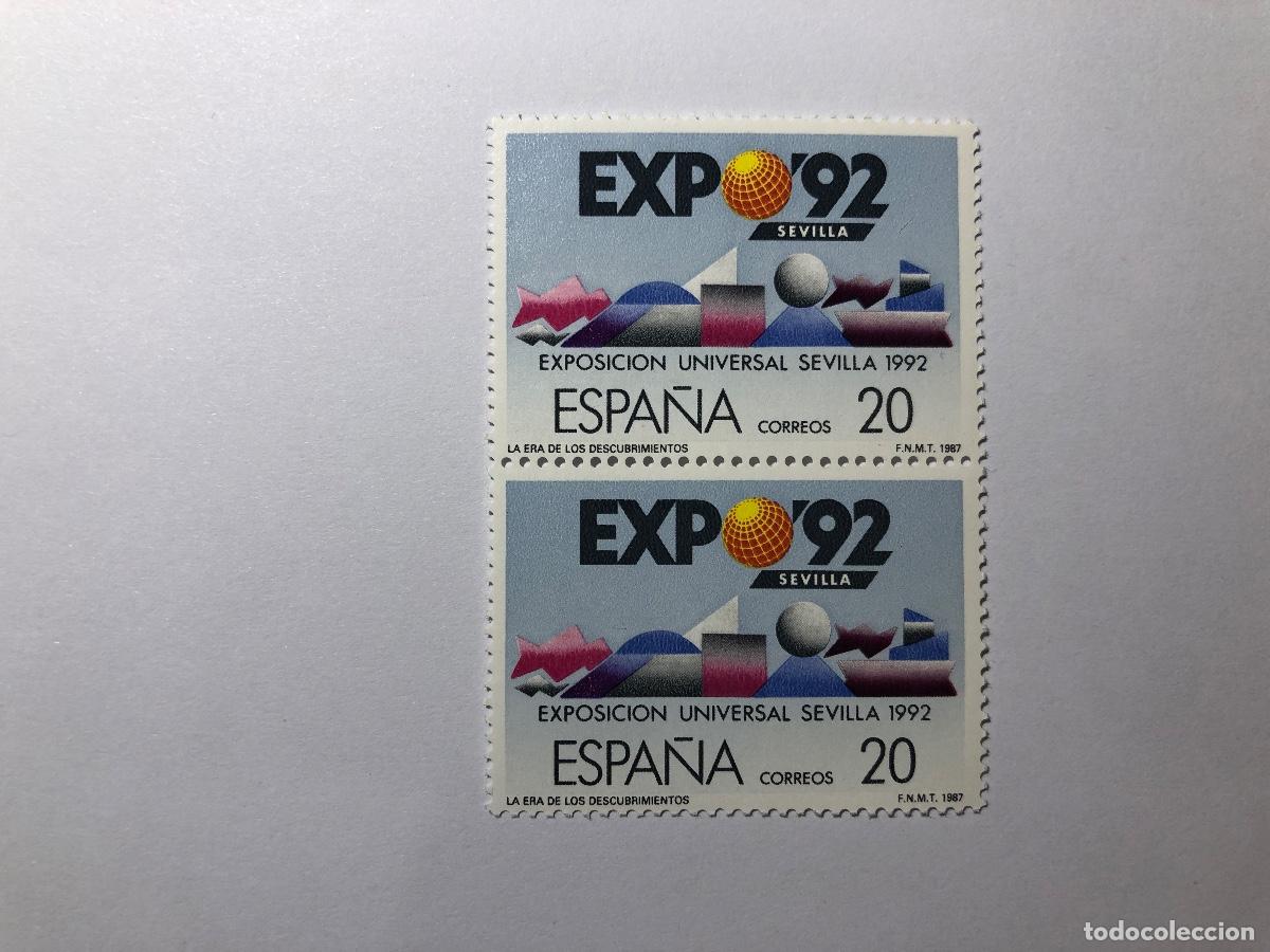 Sellos: Sellos postales Correos Espa&ntilde;a de 1987 valor facial 20 PTA. Edifil 2876. Expo Sevilla. Nuevo
