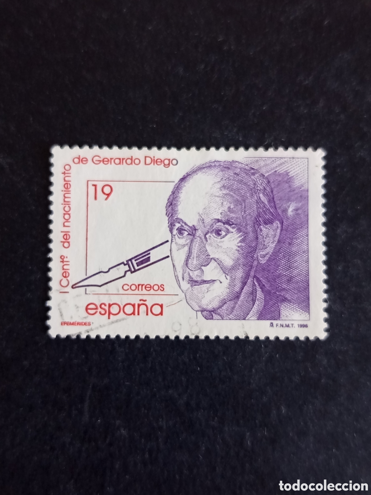 Sellos: Espa&ntilde;a, 1996. Gerardo Diego. Edifil 3445. Pedido m&iacute;nimo 3 &euro;. Ver fotos. El lote es el que se muestra