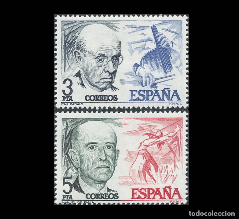 Sellos: Espa&ntilde;a 1976 | Personajes Espa&ntilde;oles (m&uacute;sicos) | Ed 2379/80 - Yv 2025/6 - Mi 2272/3 MNH **