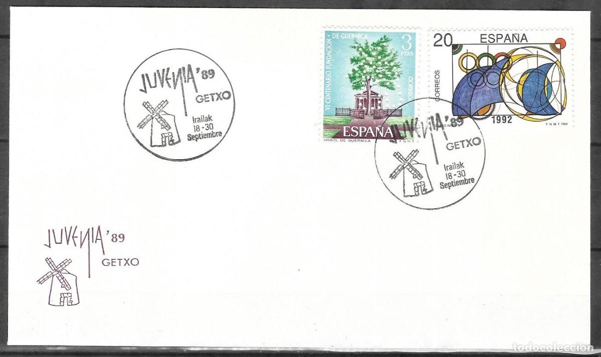 Sellos: Sobre Conmemorativo 1989 - Exposici&oacute;n Filat&eacute;lica JUVENIA '89 (Getxo, Pa&iacute;s Vasco)