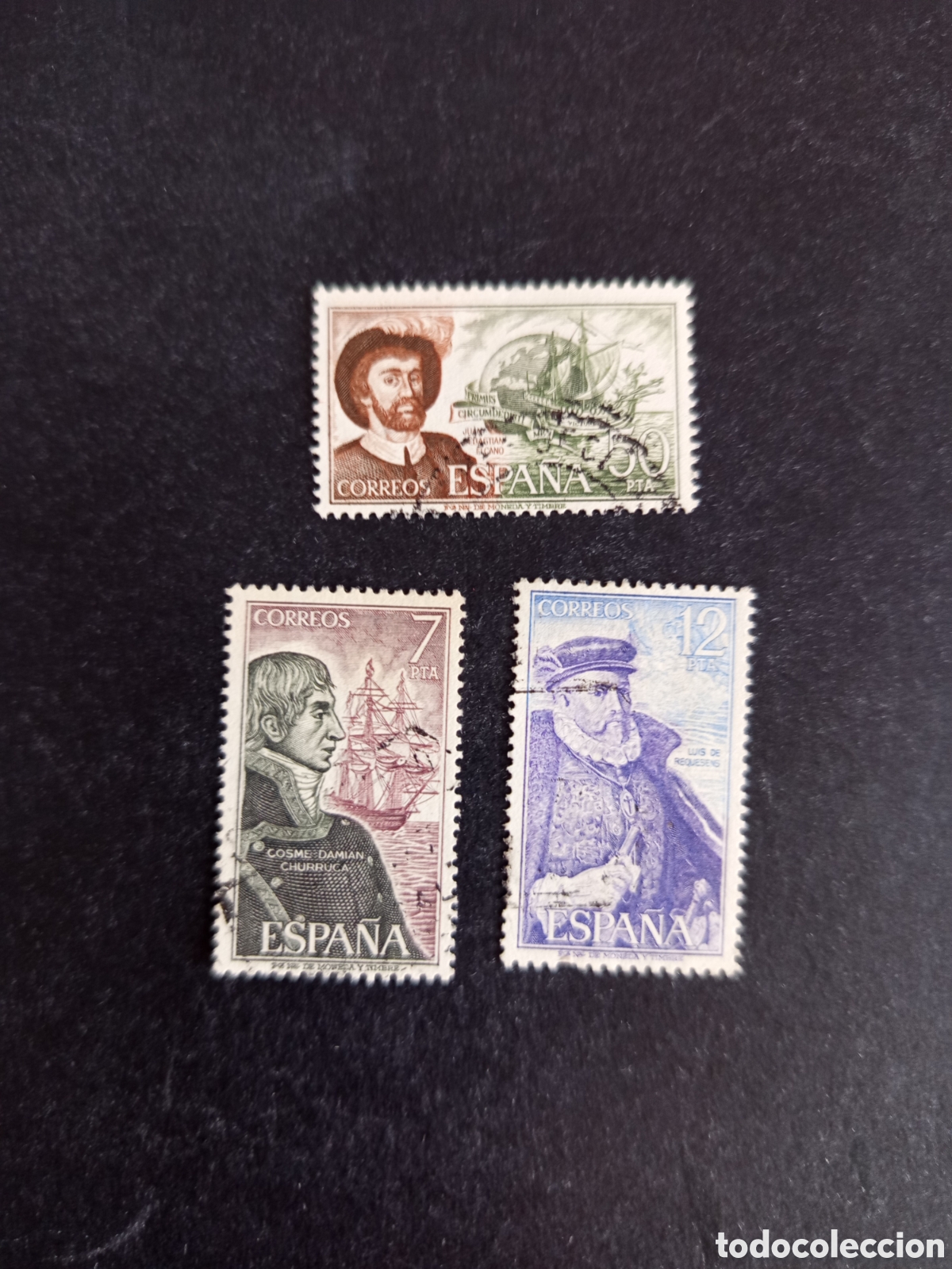 Sellos: Espa&ntilde;a, 1976. Personajes c&eacute;lebres, marinos. Edifil 2308/10. Pedido m&iacute;nimo 3 &euro;. Ver fotos.