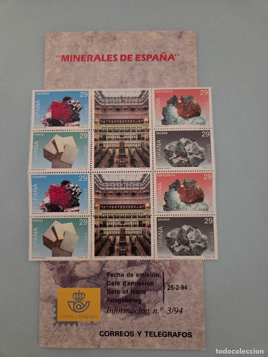 Sellos: Pareja bloque sellos (8 unidades) minerales de Espa&ntilde;a 1994