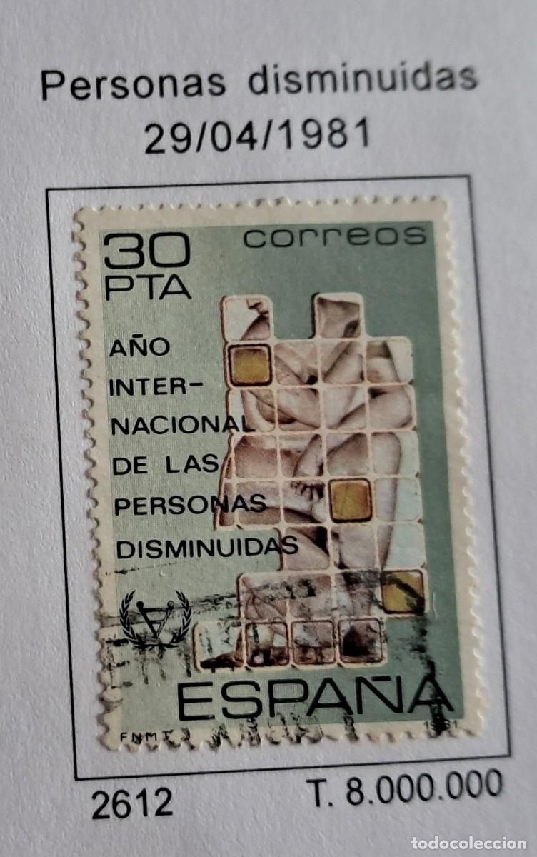 Sellos: sello de Espa&ntilde;a usado, personas disminuidas, edifil 2612, a&ntilde;o 1981.