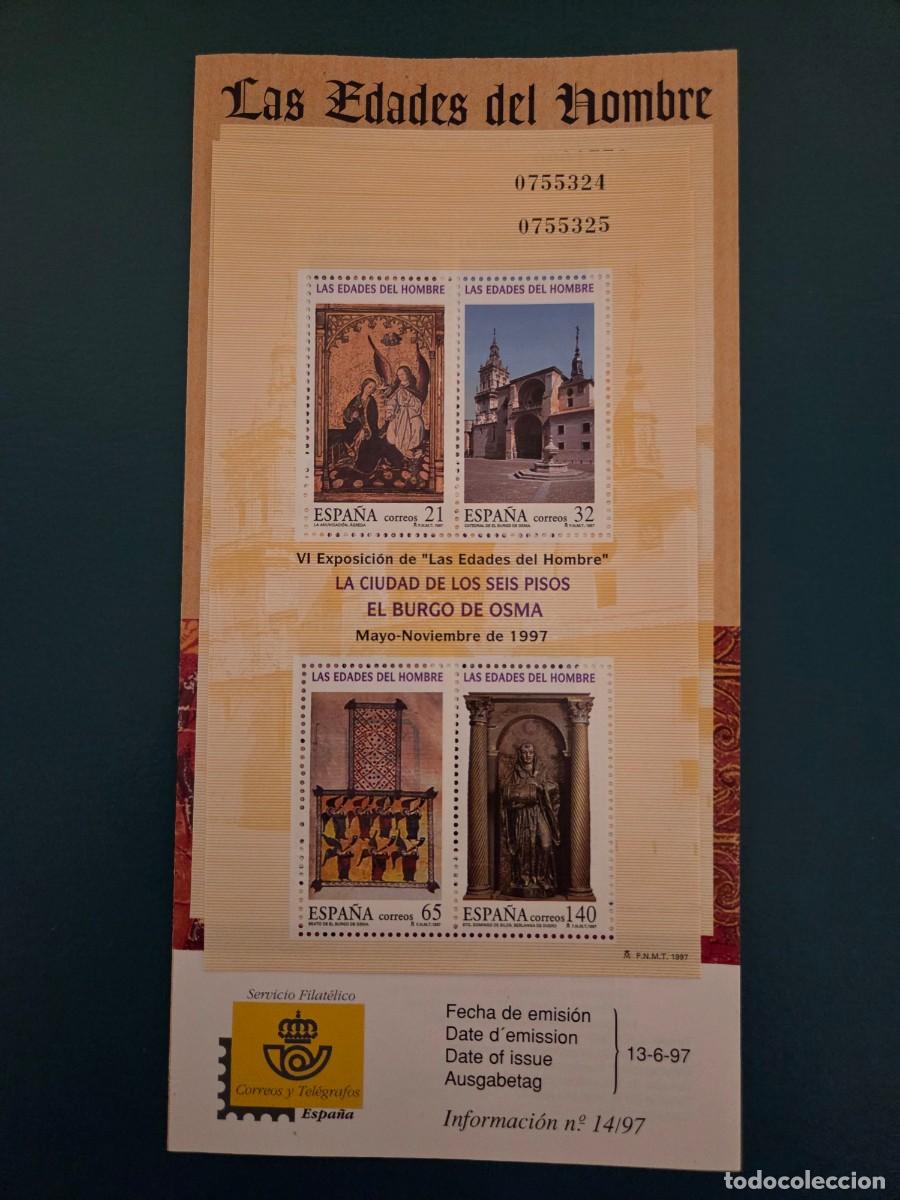Sellos: Pareja correlativa hojitas las edades del hombre 1997, con diptico