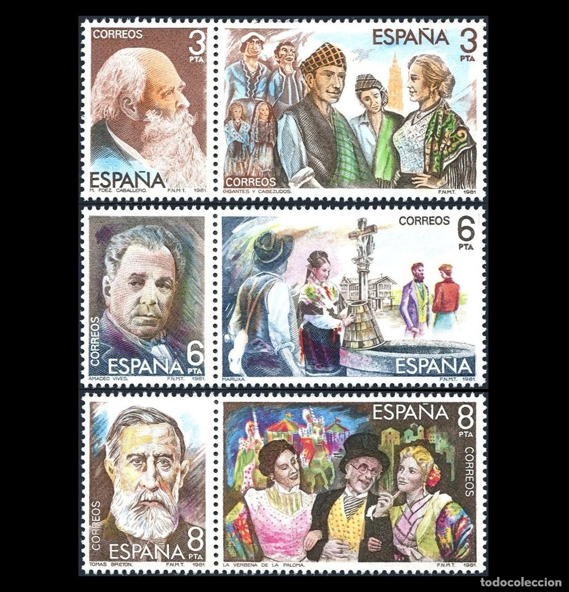 Sellos: Espa&ntilde;a 1982 | Maestros de la Zarzuela | Ed 2651/6 - Yv 2279/84 - Mi 2539/44 MNH **