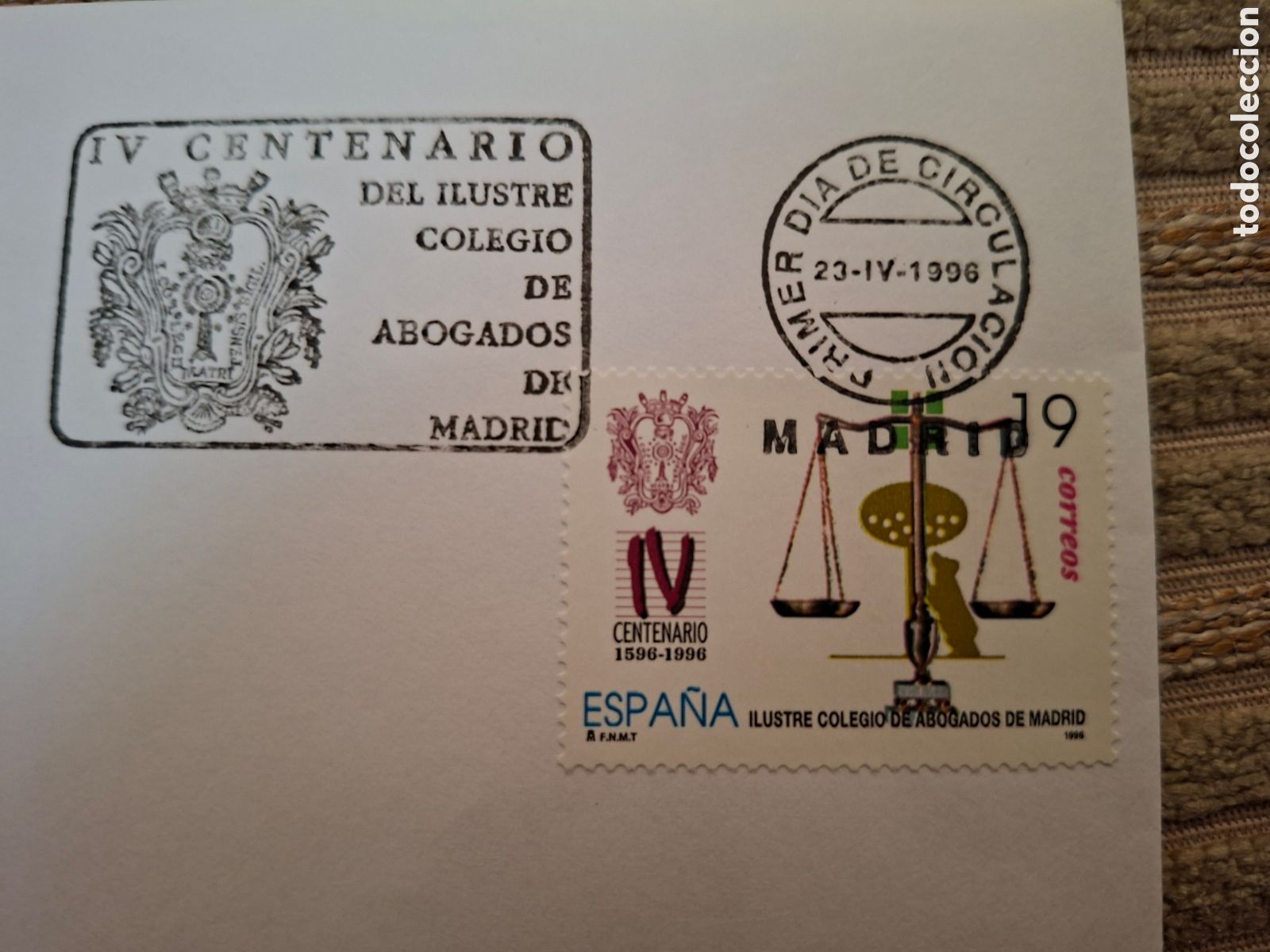 Sellos: SELLO &rdquo;PRIMER DIA DE CIRCULACI&Oacute;N&rdquo; conmemorativo del IV CENTENARIO DEL ICAM
