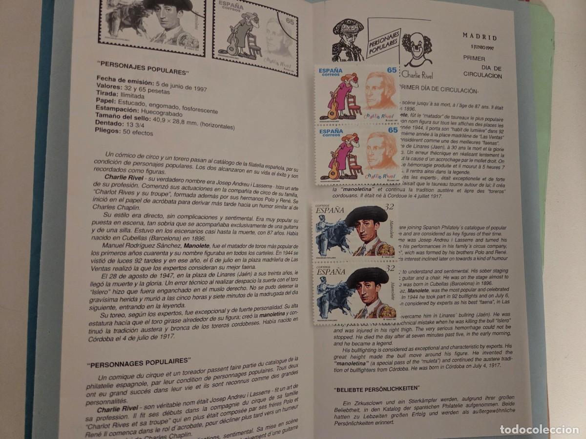 Sellos: Doble pareja Manolete y Charlie River. Personajes populares 1997. Incorpora d&iacute;ptico.