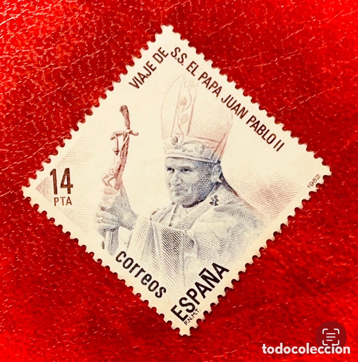 Sellos: Bonito sello Viaje Espa&ntilde;a Papa Juan Pablo II 1982
