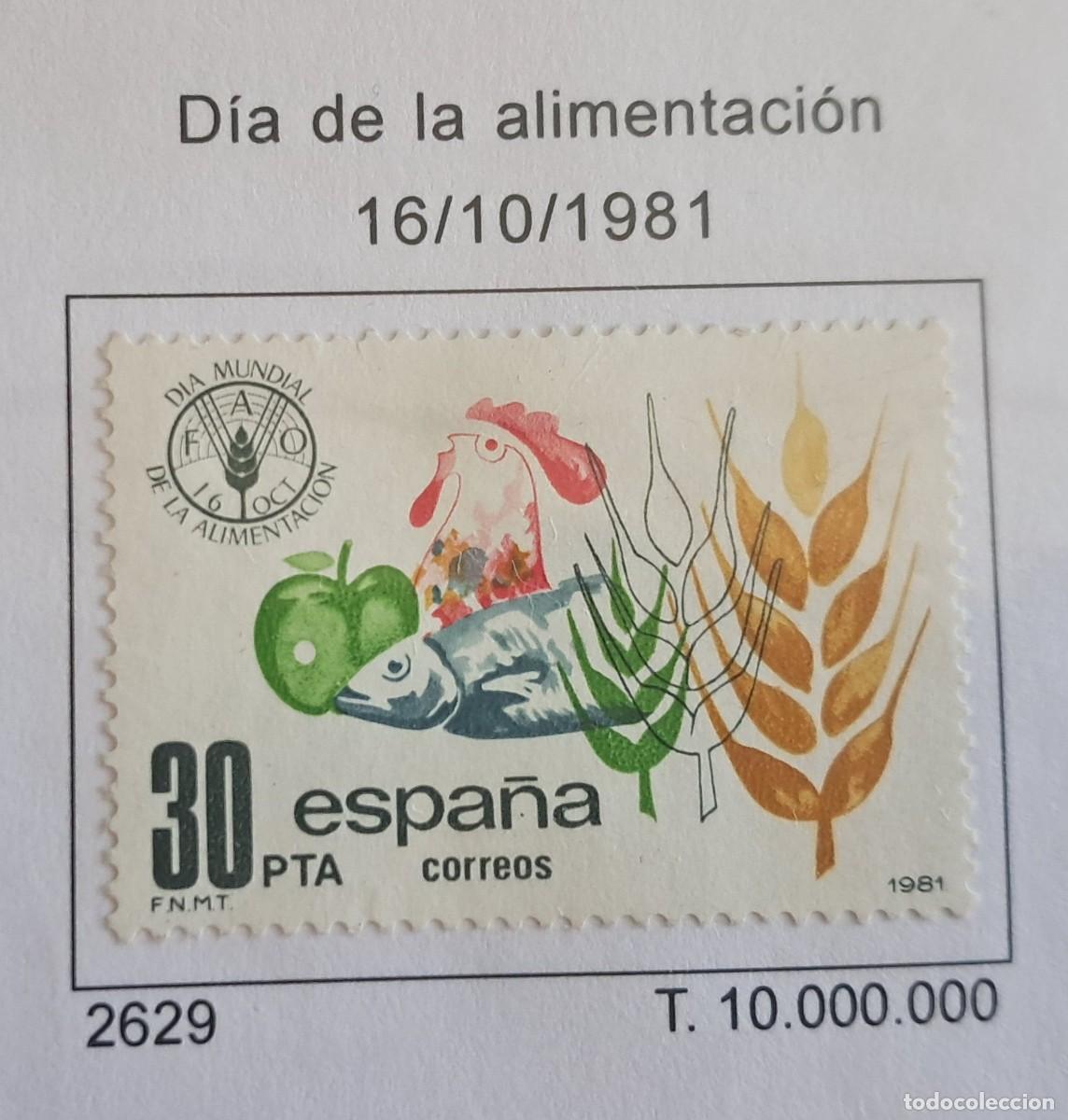 Sellos: sello de Espa&ntilde;a usado, d&iacute;a de la alimentaci&oacute;n, edifil 2629, a&ntilde;o 1981.