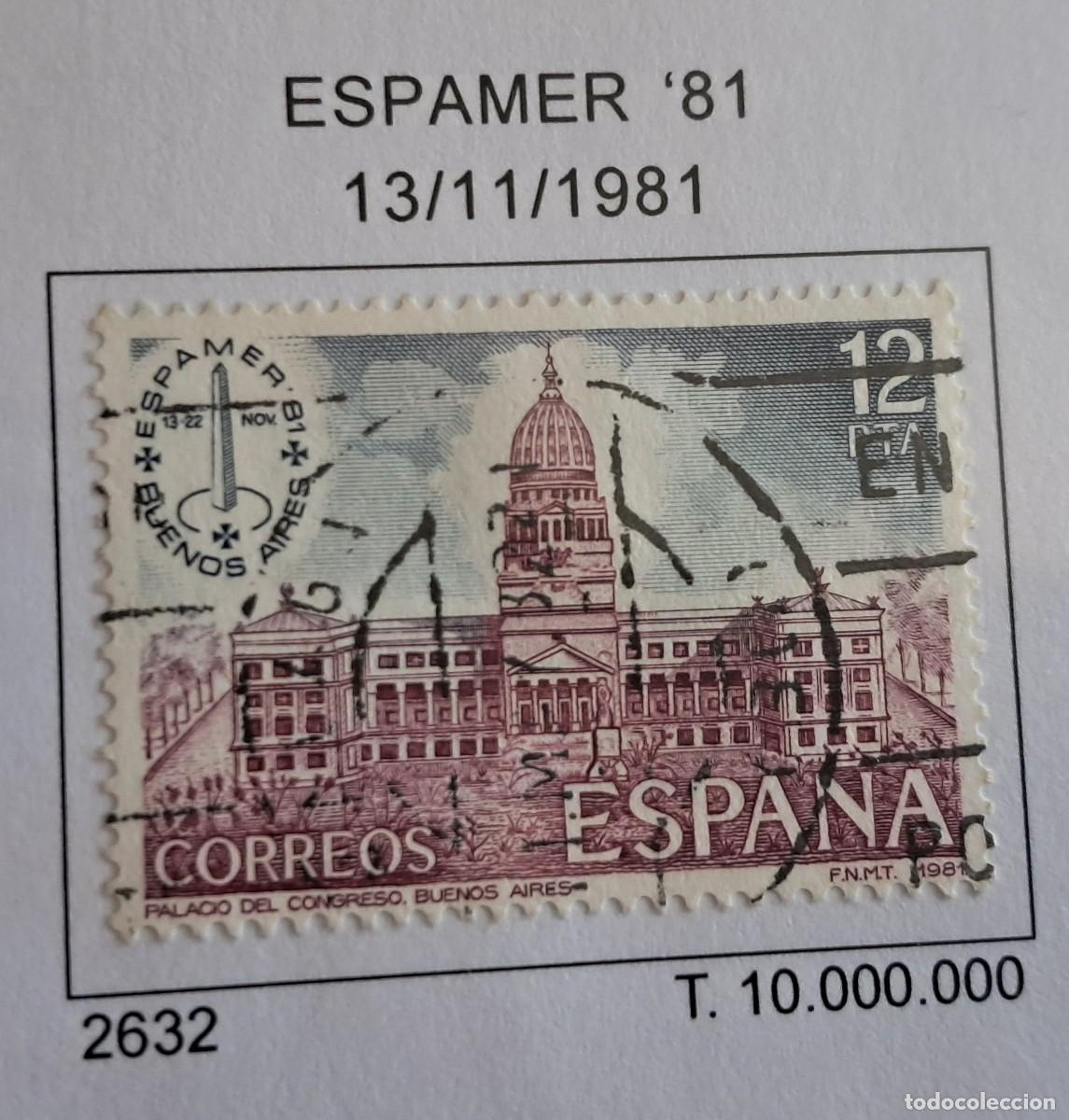 Sellos: sello de Espa&ntilde;a usado, ESPAMER 81, edifil 2632, a&ntilde;o 1981.