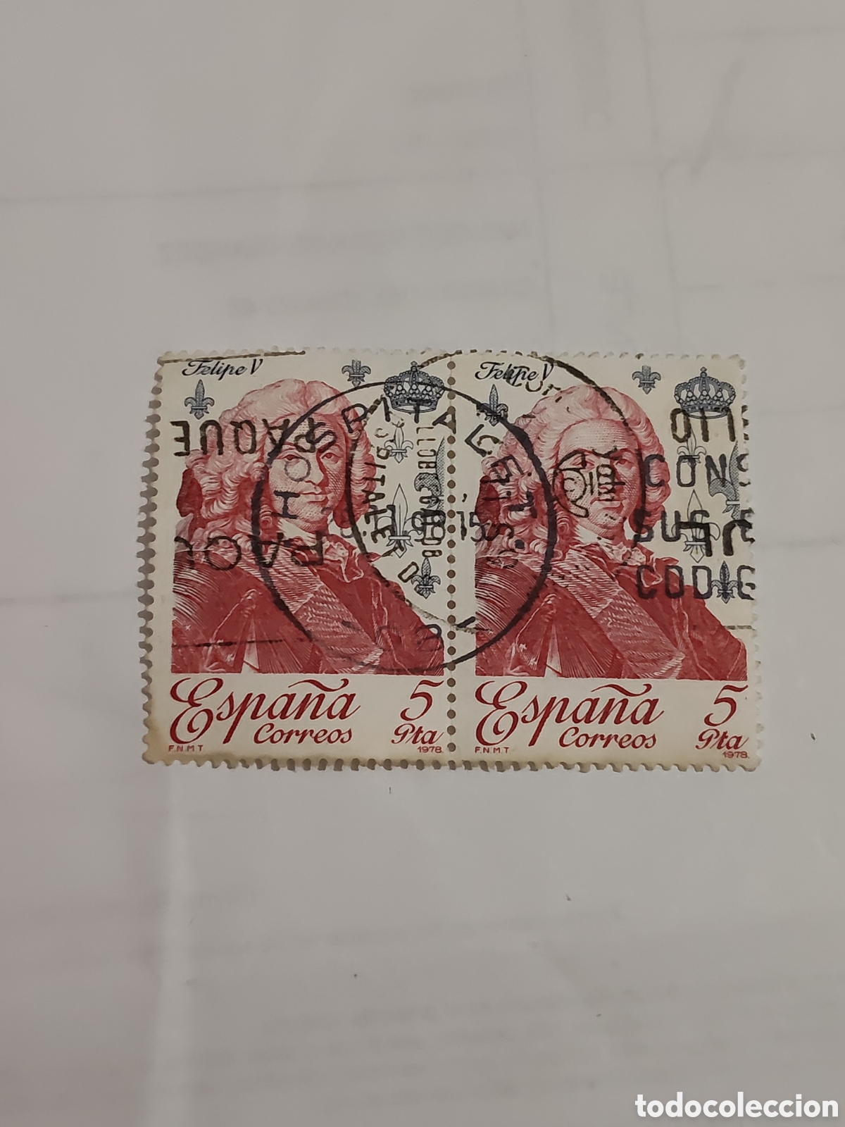 Sellos: Bloque de 2 Sellos de Espa&ntilde;a Rey Felipe V 1978