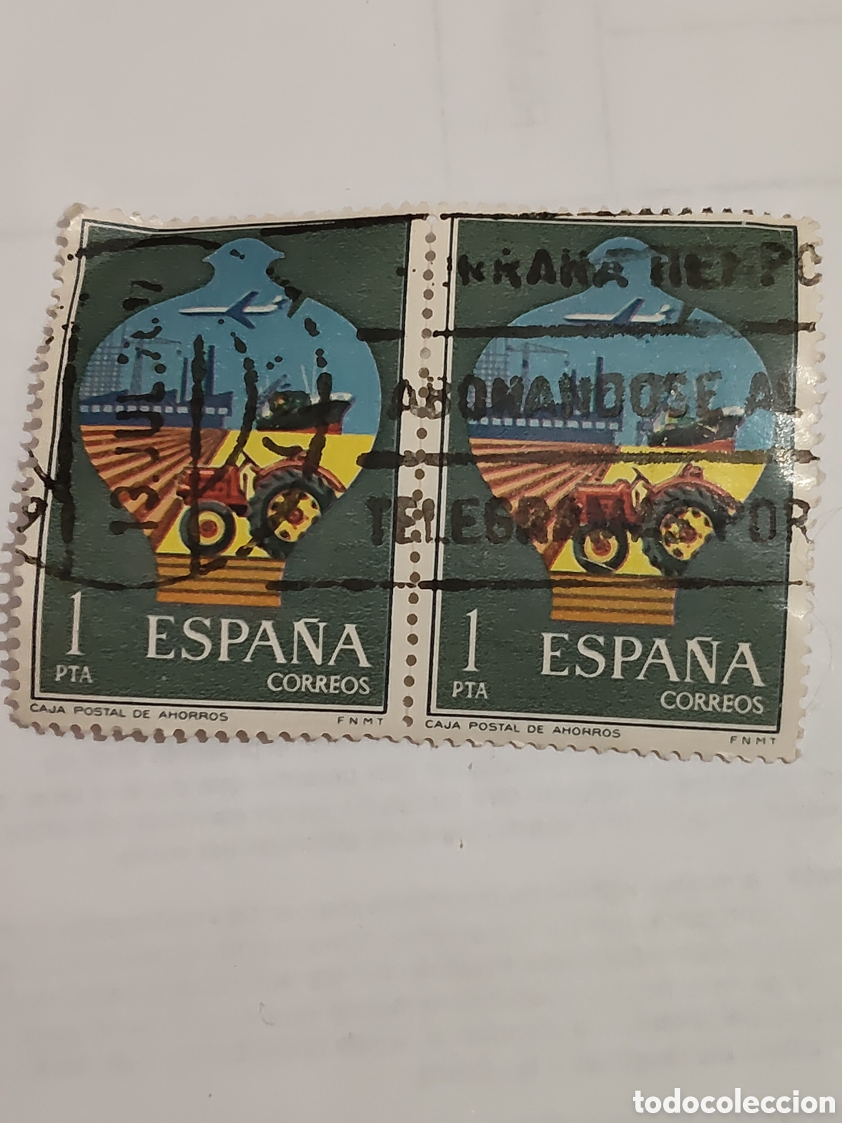 Sellos: Bloque de 2 sellos de Espa&ntilde;a servicio de correos 1976