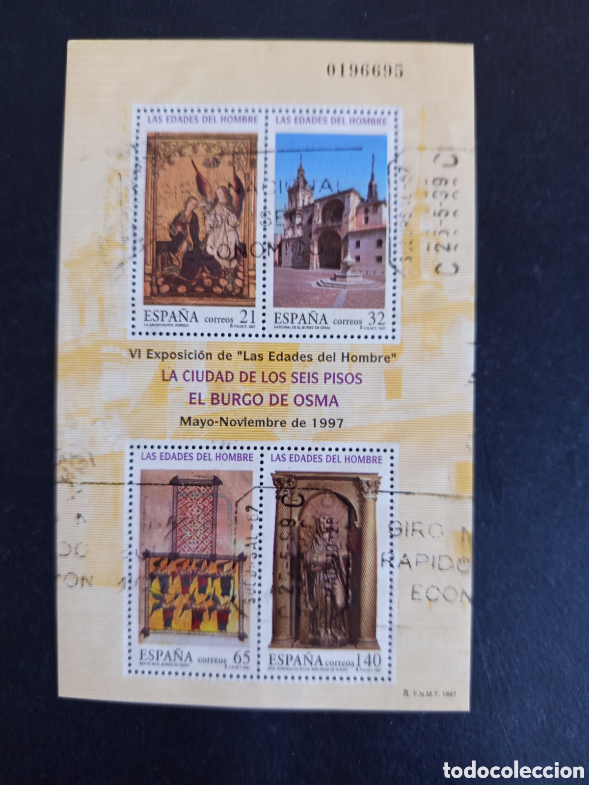 Sellos: Espa&ntilde;a, 1997. Las Edades del Hombre. Hoja bloque usada. Ed. 3494. Pedido m&iacute;nimo 3 &euro;. Ver fotos.