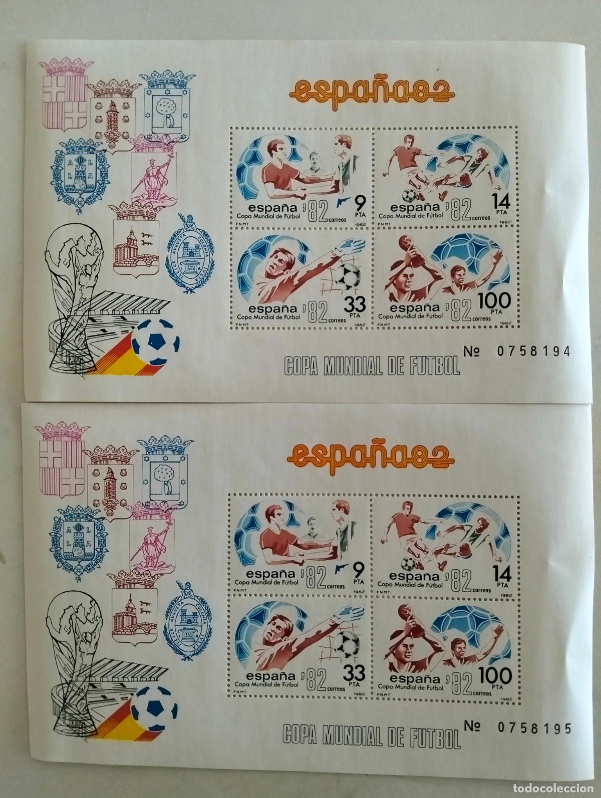 Timbres: HOJA BLOQUE, COPA MUNDIAL DE FUTBOL, ESPA&Ntilde;A 82, N&ordm; 0758194 - 0758195