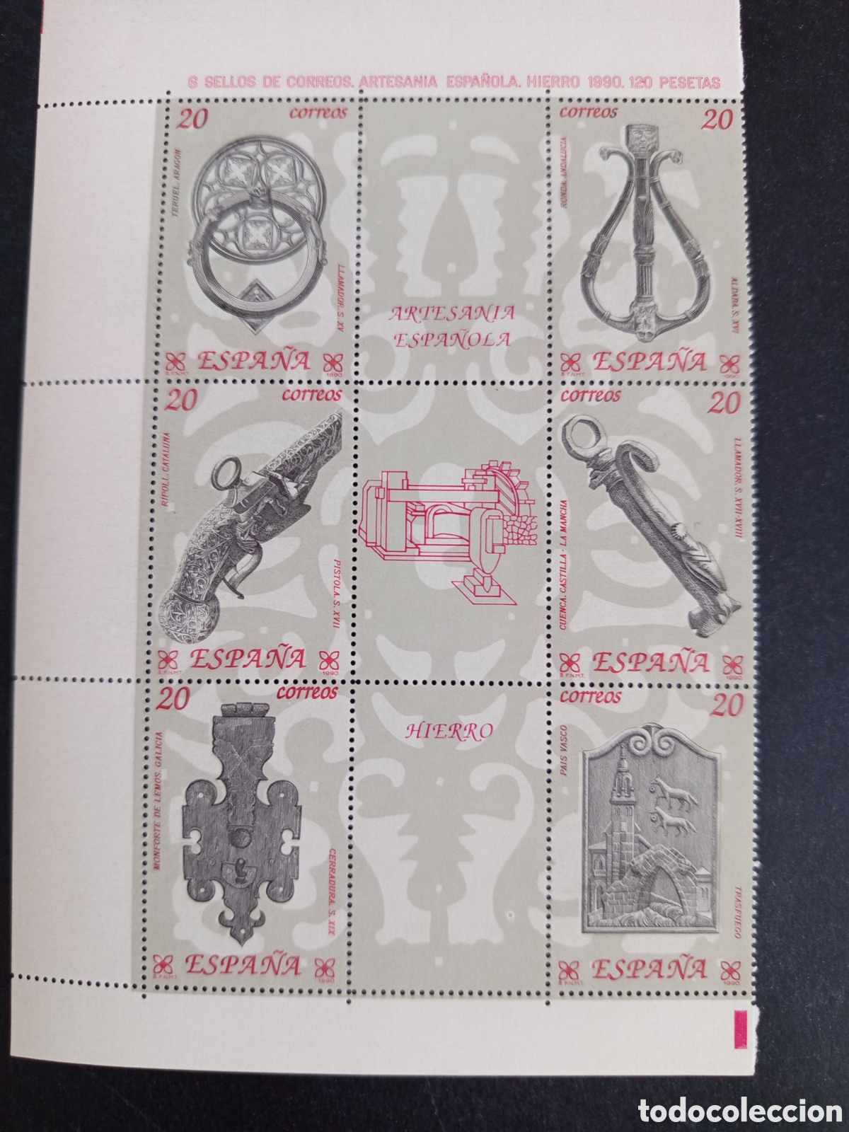 Stamps: Espa&ntilde;a, 1990. Artesan&iacute;a Espa&ntilde;ola: hierro. Ed. 3061/6. Completa en bloque. Pedido m&iacute;nimo 3 &euro;.