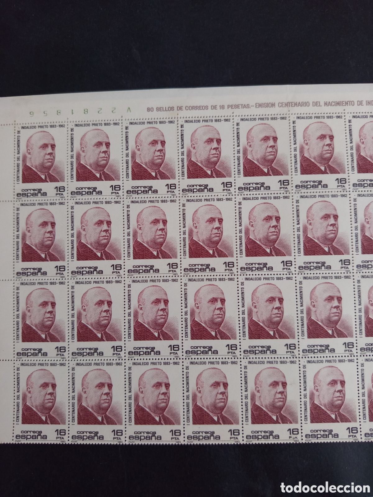 Timbres: Espa&ntilde;a, 1983. Pliego Centenario Indalecio Prieto. Ed. 2731. Pedido m&iacute;nimo 3 &euro;. Ver fotos