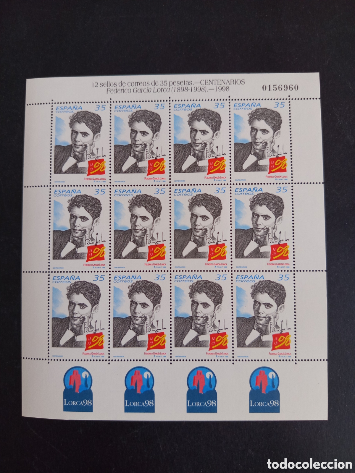 Stamps: Espa&ntilde;a, 1998. Federico Garc&iacute;a Lorca. Mini pliego Ed. MP 59. Pedido m&iacute;nimo 3 &euro;. Ver fotos