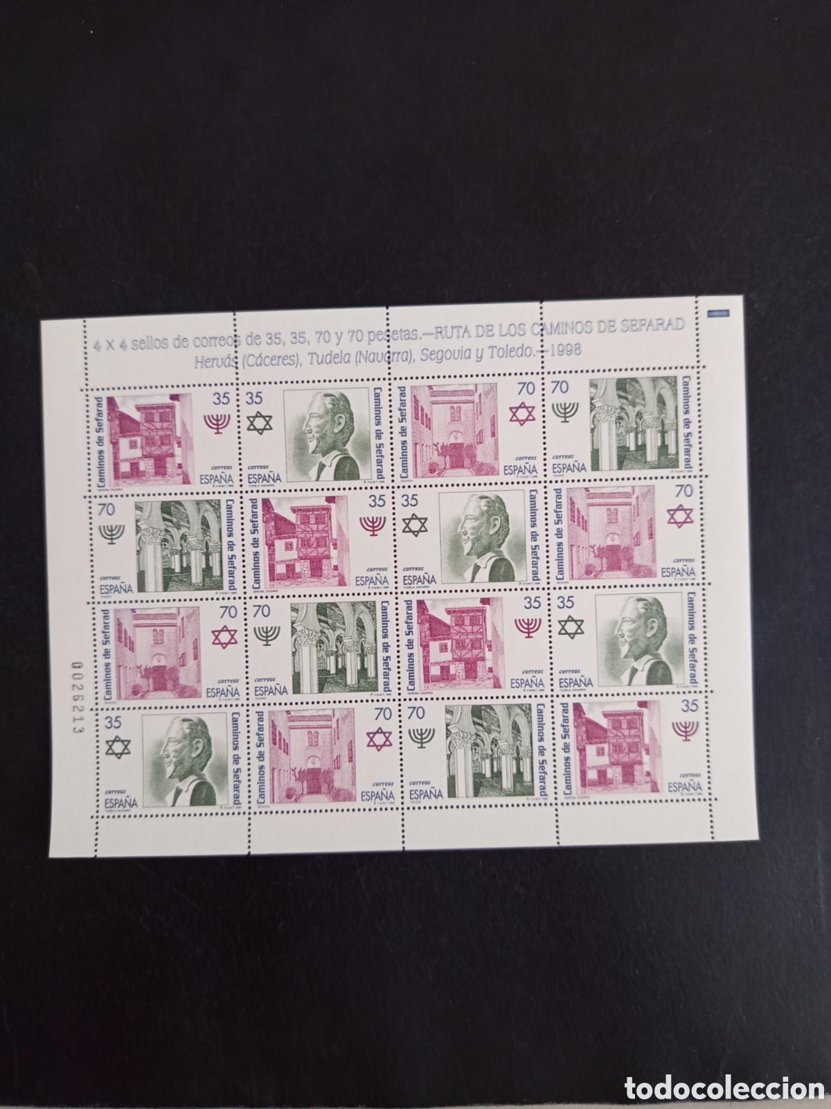 Stamps: Espa&ntilde;a, 1998. Ruta caminos de Sefarad. 4 Series en hoja. Ed. 3600/3603. Pedido m&iacute;nimo 3 &euro;. Ver fotos
