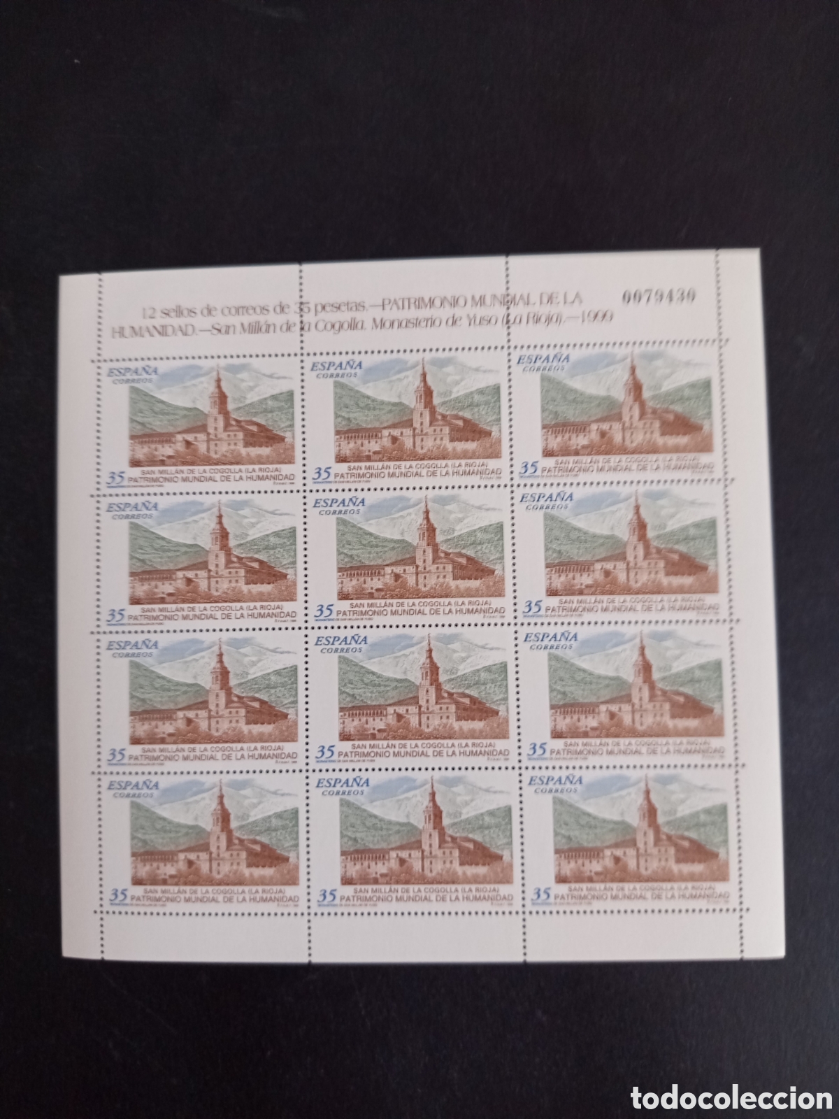 Stamps: Espa&ntilde;a, 1999. Patrimonio Humanidad: Monasterios de Suso y Yuso. Mini pliegos misma numeraci&oacute;n.