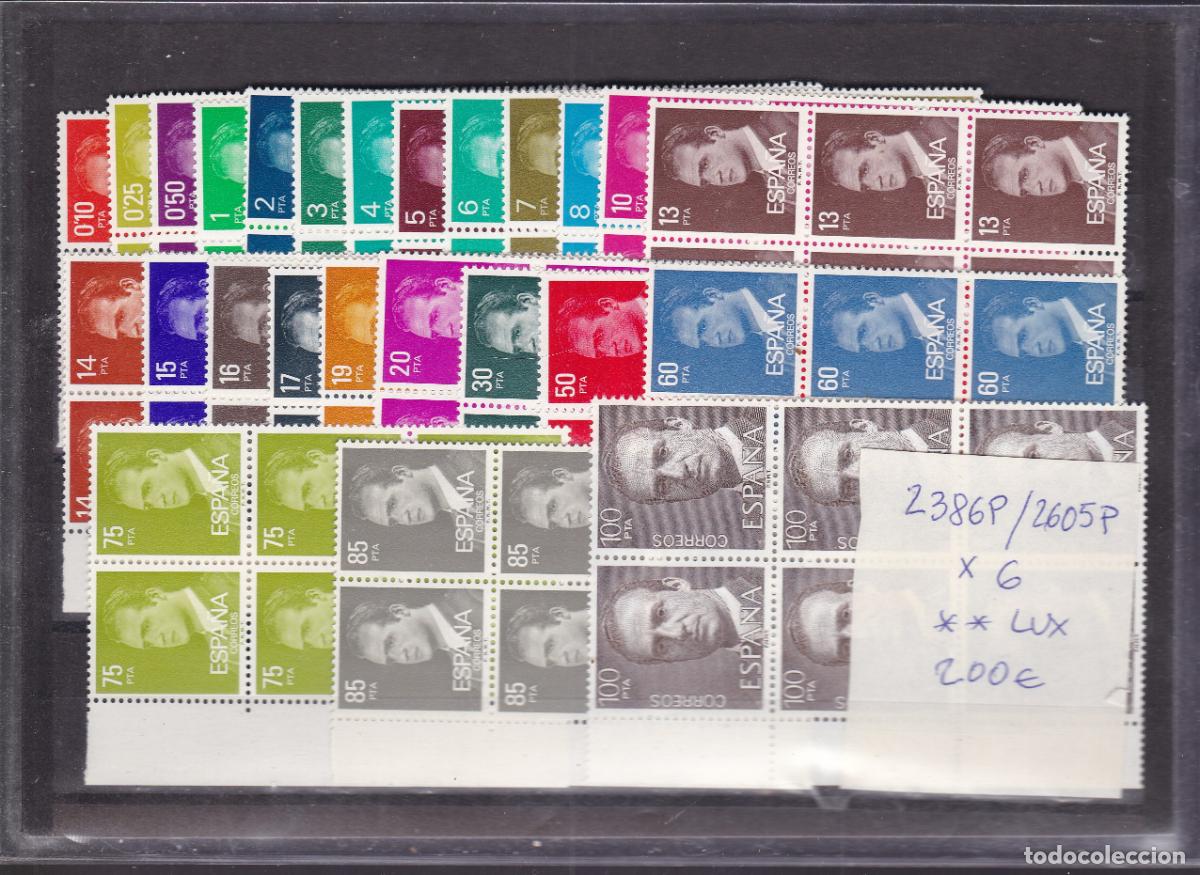 Briefmarken: AA38- BASICA Juan Carlos Edifil 2386P/2605P en Bloque de 6 Sin Fijasellos . LUJO + 200 euros