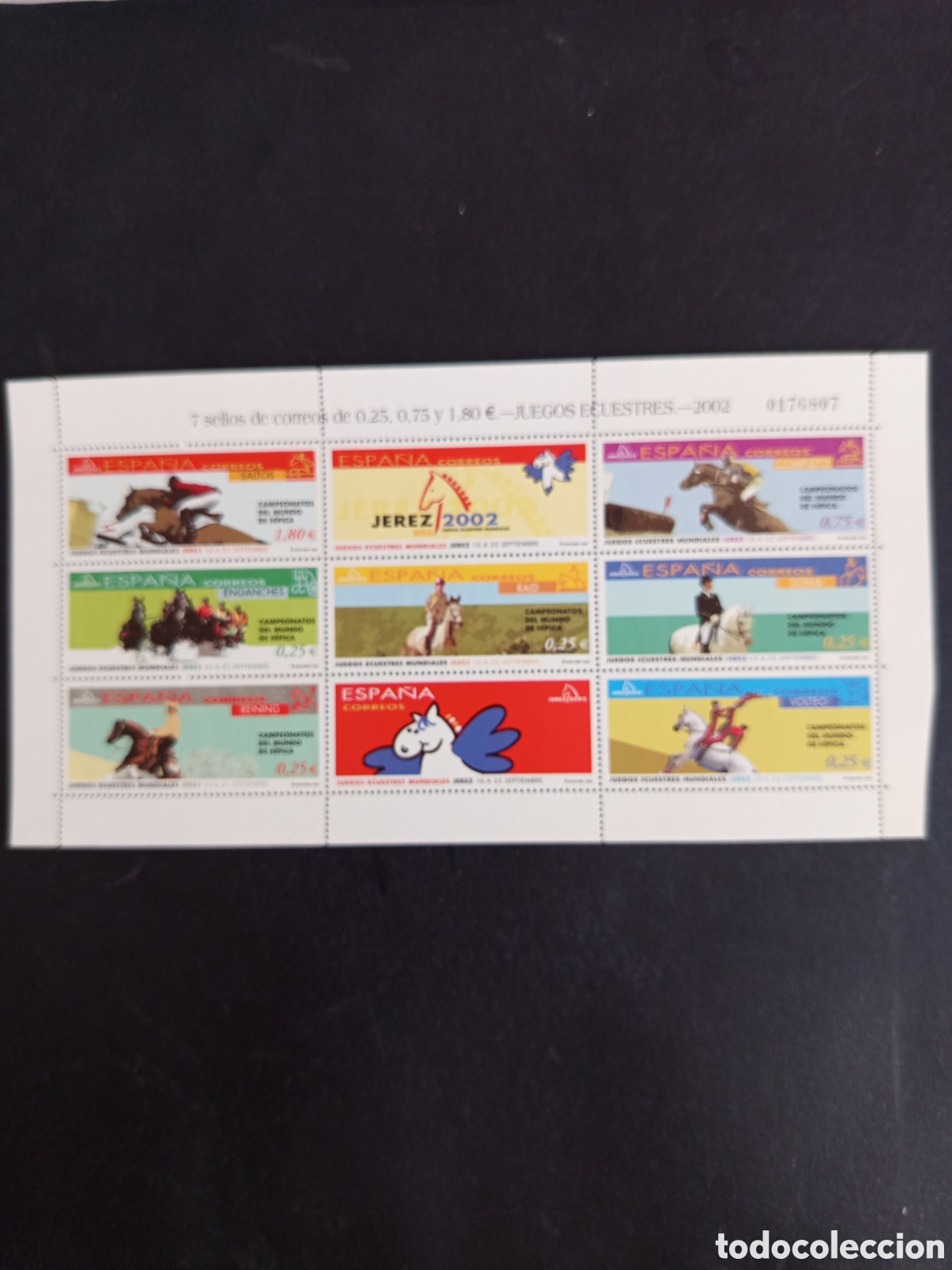Stamps: Espa&ntilde;a, 2002. Mini pliego Juegos Ecuestres, Jerez. Ed. MP 78. Pedido m&iacute;nimo 3 &euro;. Ver fotos.