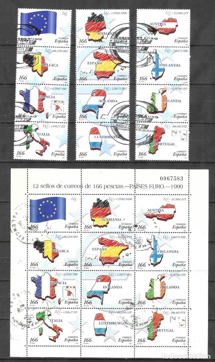Stamps: SELLOS + MP USADOS DE ESPA&Ntilde;A 1999, EDIFIL 3632/ 43 + MP 63