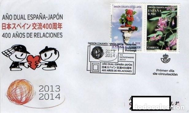 Stamps: A&ntilde;o Dual. ESPA&Ntilde;A-JAP&Oacute;N 2013/14. 400 A&ntilde;os de Relaciones. 1&ordm; D&iacute;a Circulaci&oacute;n.