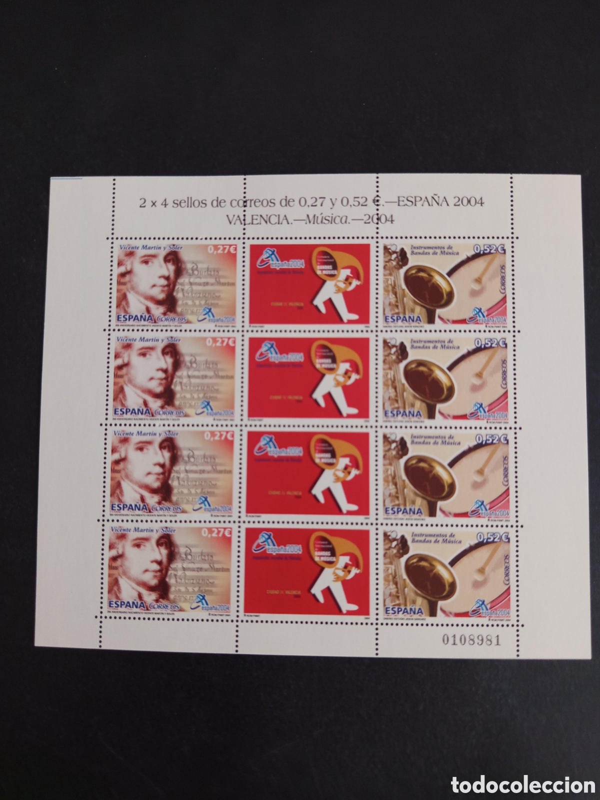 Stamps: Espa&ntilde;a, 2004. Mundial Filatelia. Valencia: M&uacute;sica. Ed. MP 82 Pedido m&iacute;nimo 3 &euro;. Ver fotos.
