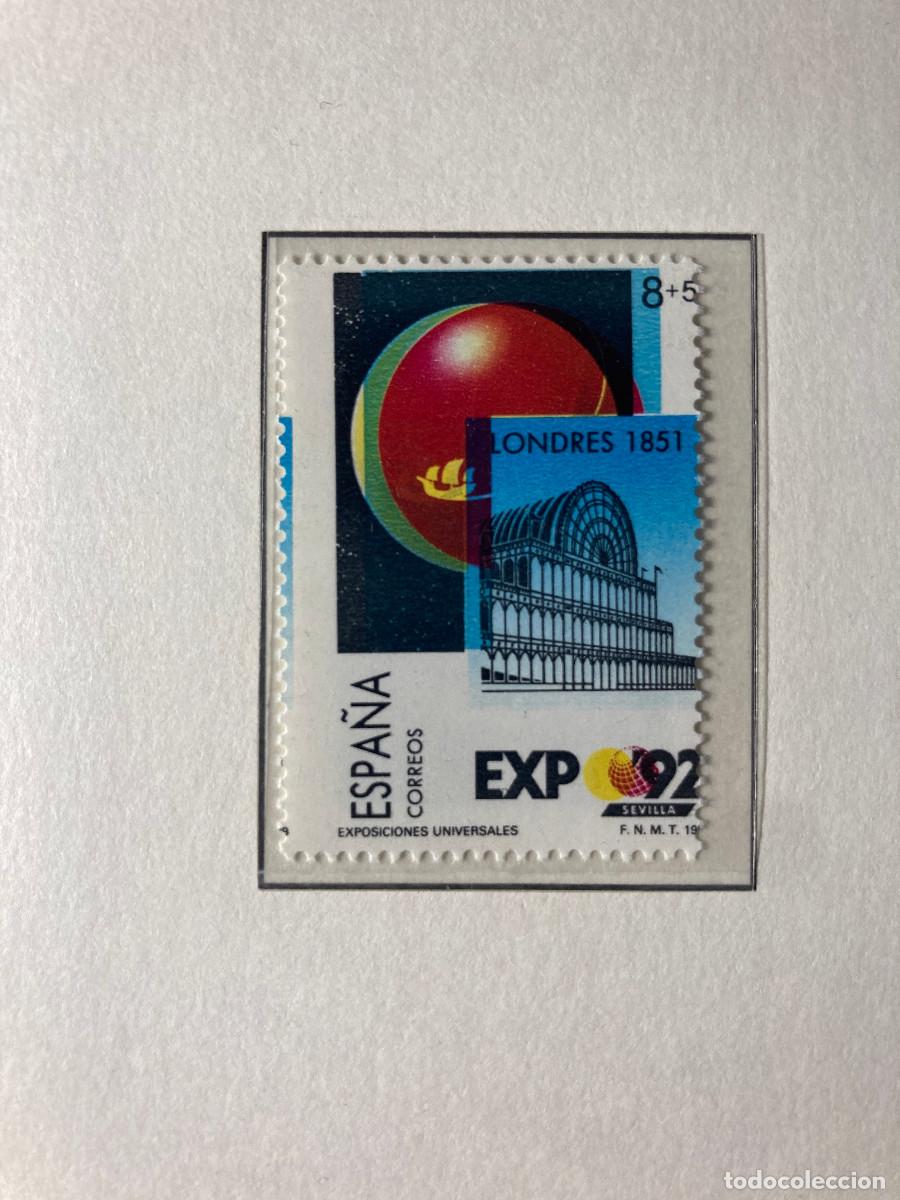 Sellos: Espa&ntilde;a Expo 92 2990/G variedad impresi&oacute;n en tres colores. Certificado Graus