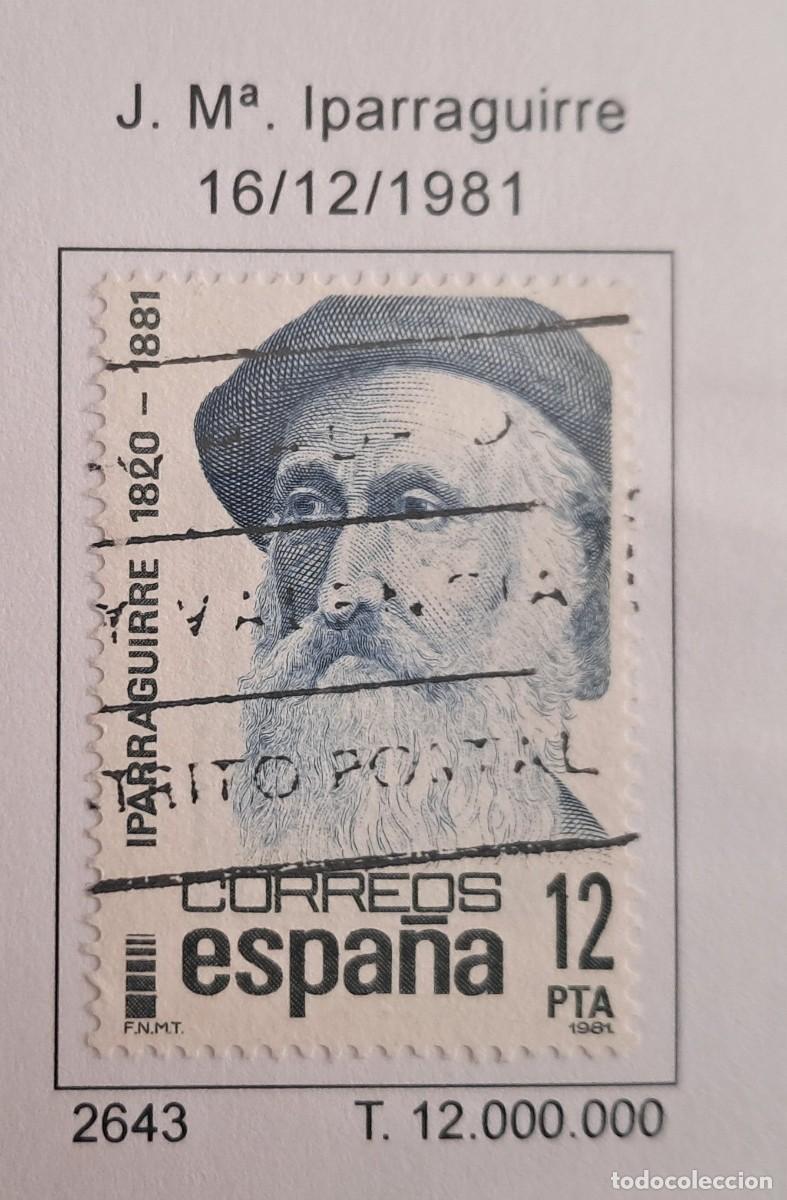 Sellos: Espa&ntilde;a 1981 Edifil 2643 Sello &ordm; Centenarios Personajes Escritor Jos&eacute; Maria Iparraguirre Michel 2531