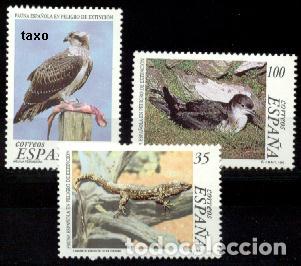 Sellos: Espa&ntilde;a. 3614/16 Fauna en extinci&oacute;n: Lagarto gigante, &aacute;guila pescadora, pardela pichoneta. 1999. ﻿S