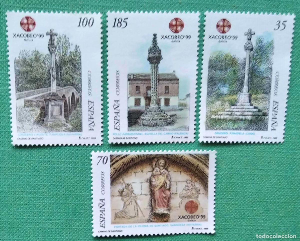 Sellos: Espa&ntilde;a. 3617/20 A&ntilde;o Santo Compostelano: Crucero Paradela, Iglesia de Santiago de Sang&uuml;esa, Crucero
