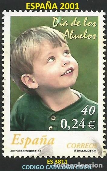 Sellos: ESPA&Ntilde;A 2001 - ES 3811 - DIA DE LOS ABUELOS - 1 SELLO USADO