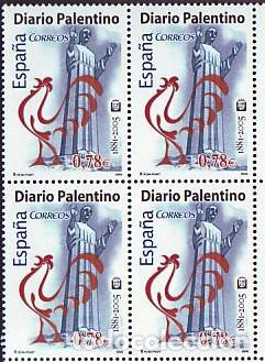 Sellos: Espa&ntilde;a. 4165 Diarios centenarios: Diario Palentino, en bloque de cuatro. 2005. ﻿Sellos nuevos y nu