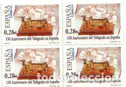 Francobolli: Espa&ntilde;a. 4162 Centenarios: Aniversario del tel&eacute;grafo, en bloque de cuatro. 2005. ﻿Sellos nuevos y n