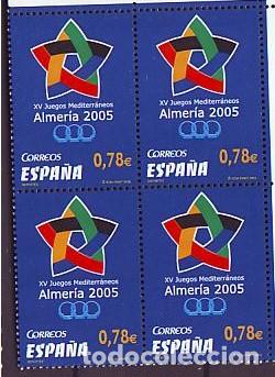 Sellos: Espa&ntilde;a. 4158 Deportes: XV Juegos Mediterr&aacute;neos, Almer&iacute;a, en bloque de cuatro. 2005. ﻿Sellos nuevos