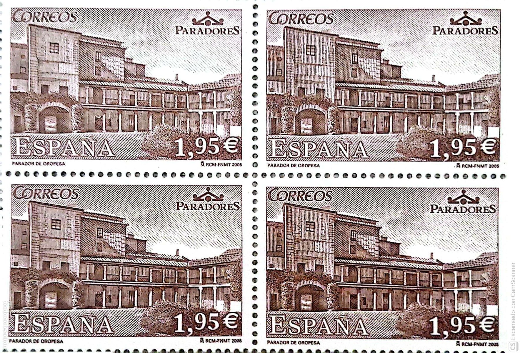 Sellos: Espa&ntilde;a. 4168 Paradores de Turismo: Oropesa (Toledo), en bloque de cuatro. 2005. ﻿Sellos nuevos y n