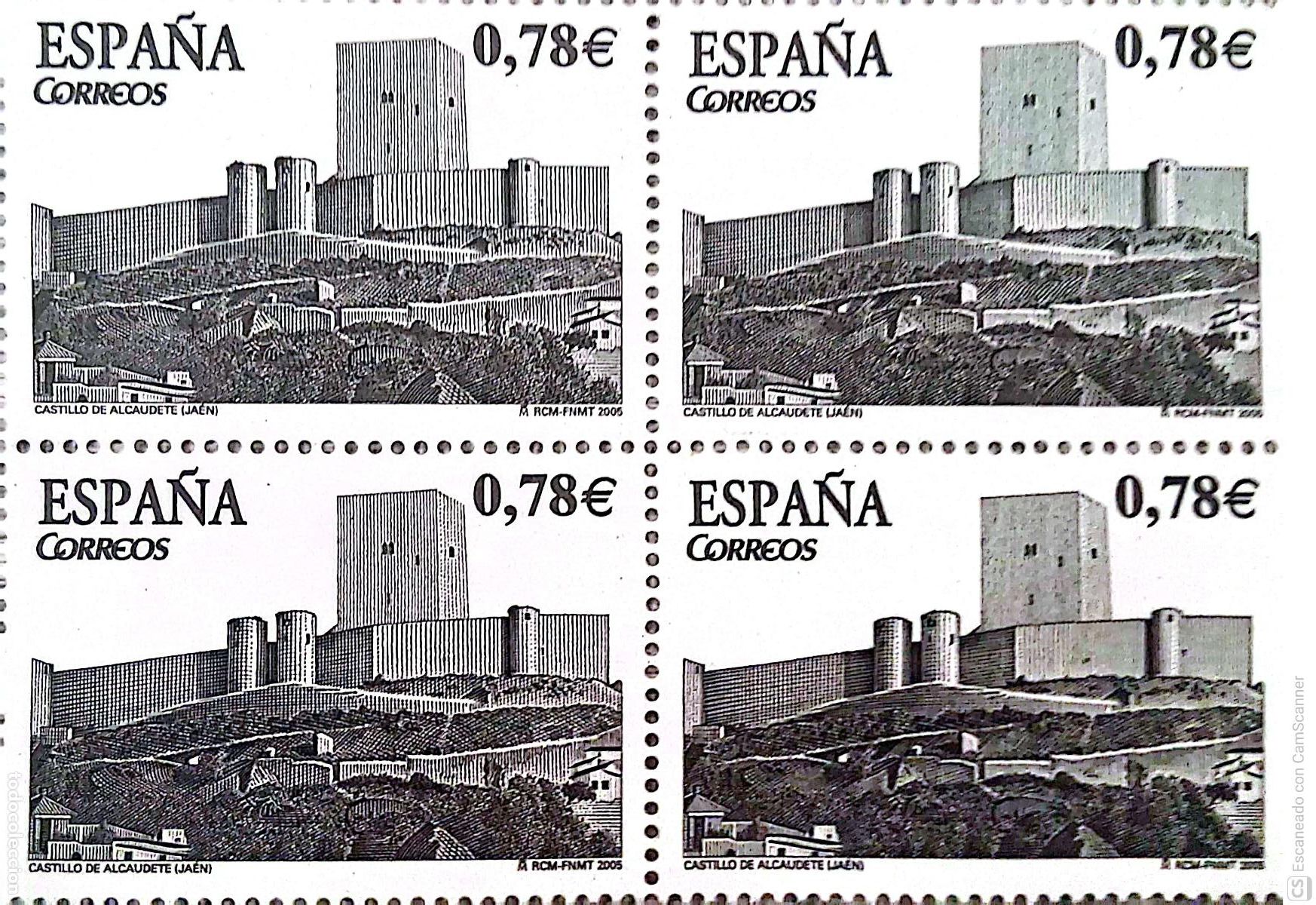 Sellos: Espa&ntilde;a. 4170 Castillos: Alcaudete (Ja&eacute;n), en bloque de cuatro. 2005. ﻿Sellos nuevos y numeraci&oacute;n Y