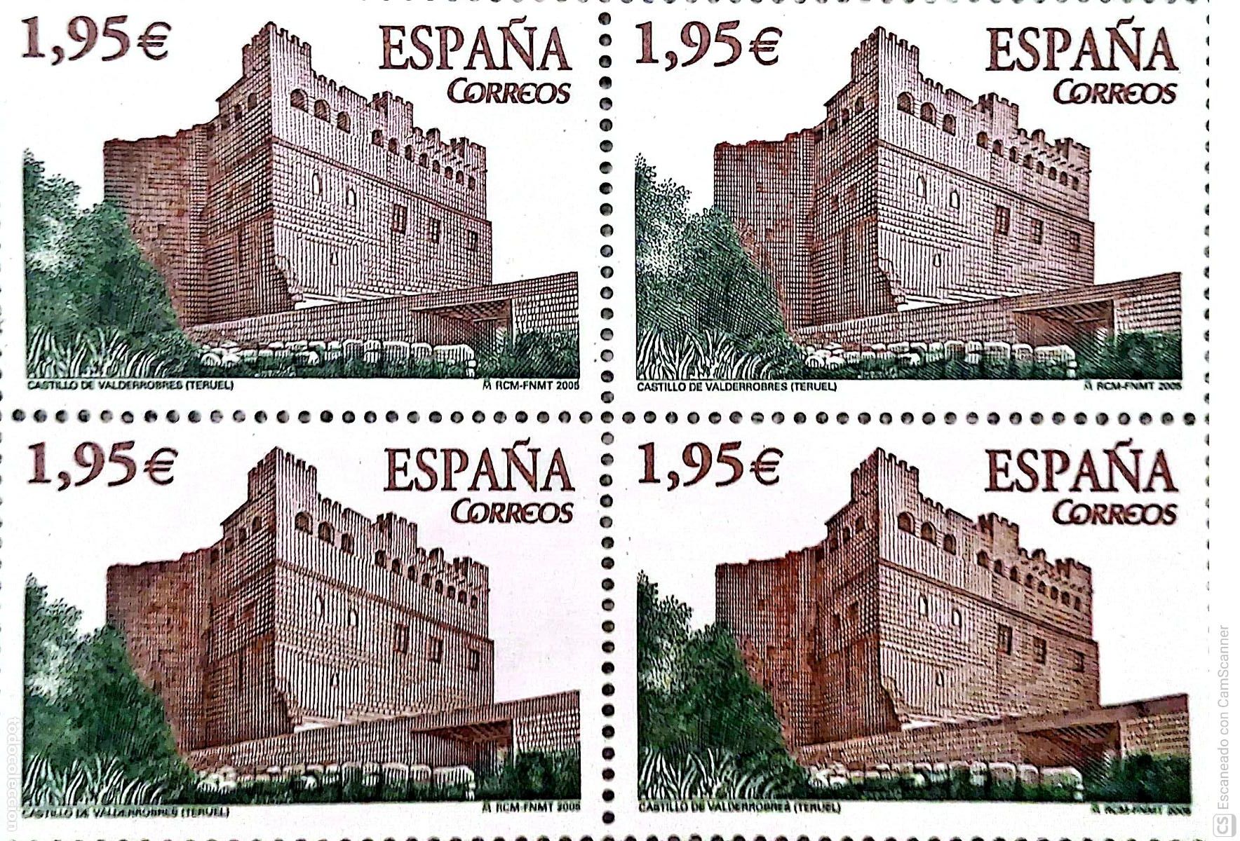 Sellos: Espa&ntilde;a. 4171 Castillos: Valderrobles (Teruel), en bloque de cuatro. 2005. ﻿Sellos nuevos y numerac