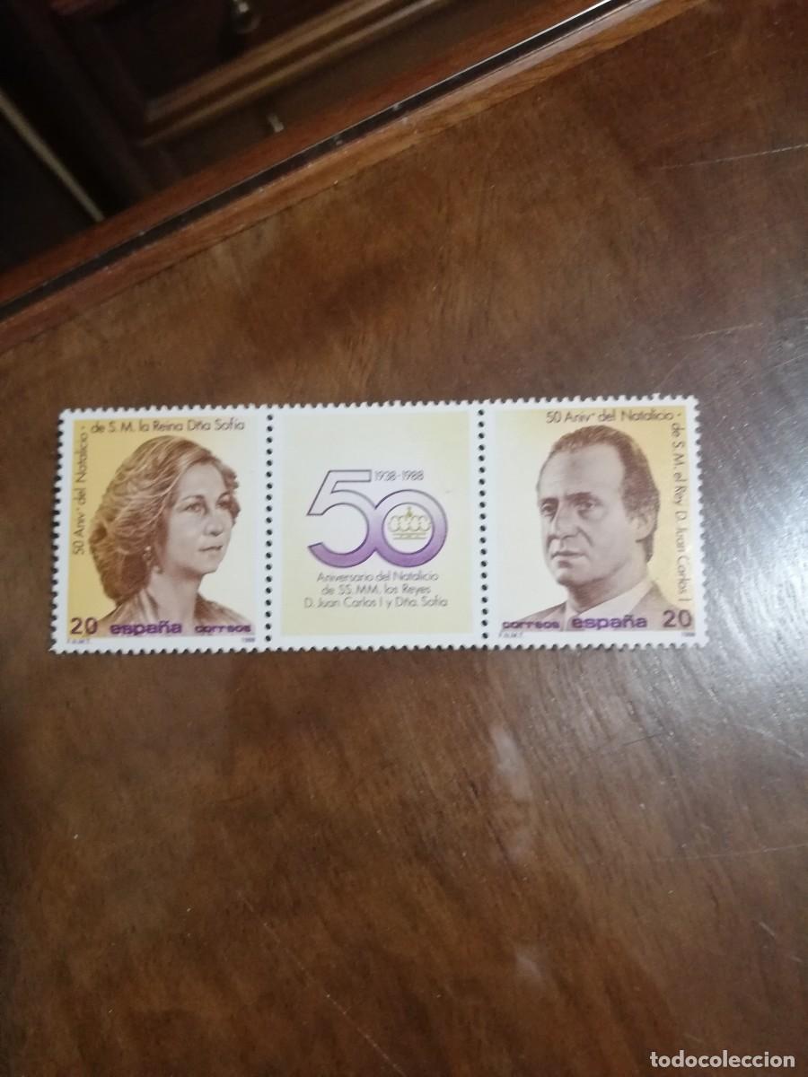Sellos: ESPA&Ntilde;A A&Ntilde;O 1988.- 50 ANIVERSARIO DEL NATALICIO DE SS. MM. LOS REYES JUAN CARLOS Y SOFIA.-YT 2546A