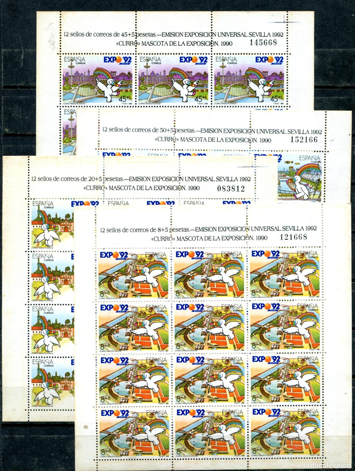 Sellos: Edifil 3080/3083 o sea MP6/MP9. Serie completa de minipliegos. Manchas en una hoja.