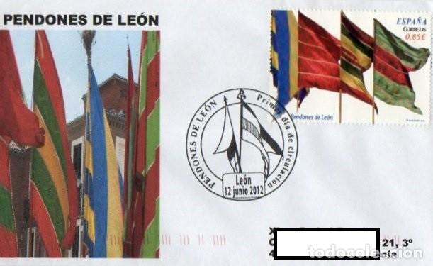 Sellos: PENDONES DE LE&Oacute;N. 1 D&Iacute;A DE CIRCULACI&Oacute;N. 2012.