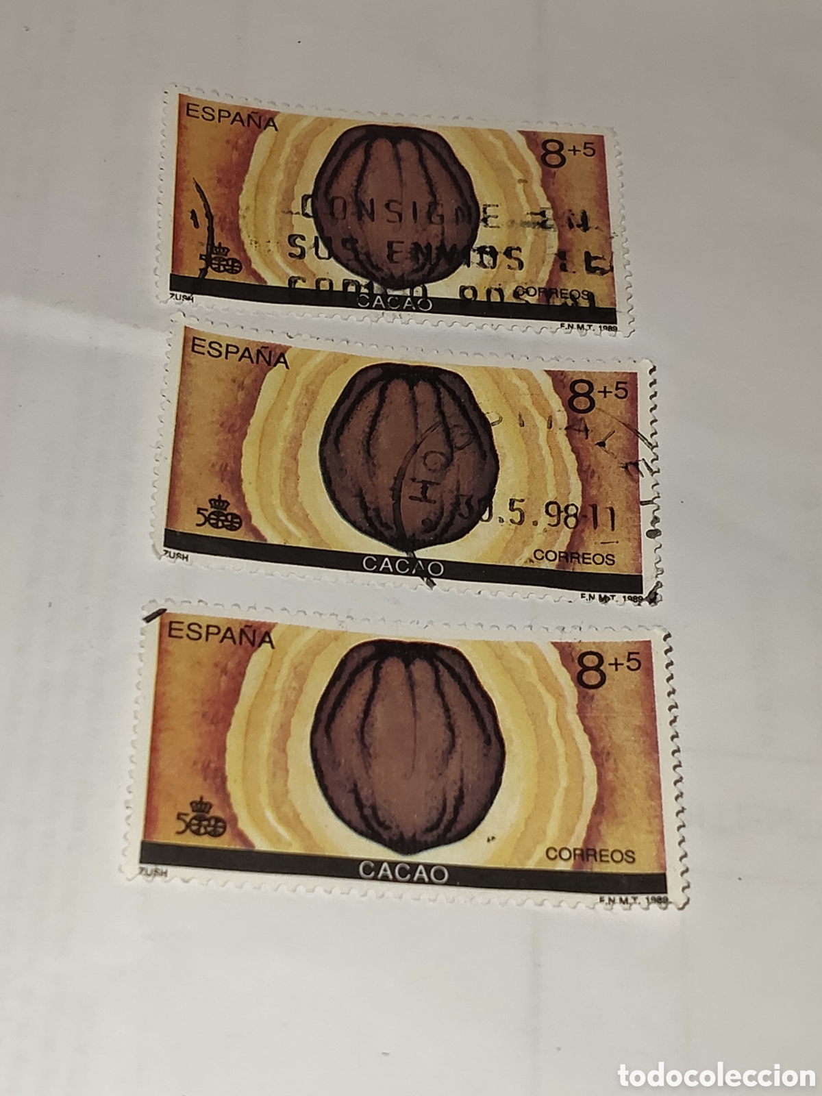 Sellos: 3 sellos de Espa&ntilde;a V centenario del descubrimiento de Am&eacute;rica 1989