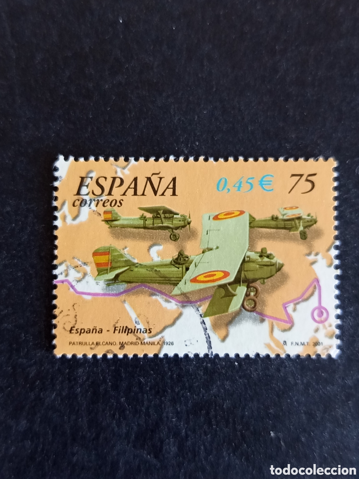 Sellos: Espa&ntilde;a, 2000. Primeros vuelos aviaci&oacute;n espa&ntilde;ola: Espa&ntilde;a-Filipinas. Ed SH3790B. Pedido m&iacute;nimo 3 &euro;.