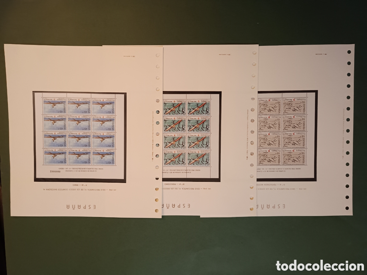 Sellos: 36 SELLOS EN PLIEGOS - N&deg;18, 19 Y 20 - 1991 SERIE PREOL&Iacute;MPICA VI JJOO BARCELONA 92 OLEGARIO